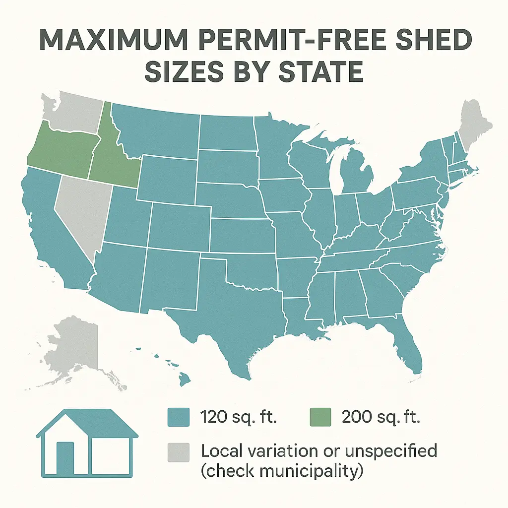 Build Shed Without Permit? Avoid These Mistakes! 3 USA map with state-by-state max shed size no permit