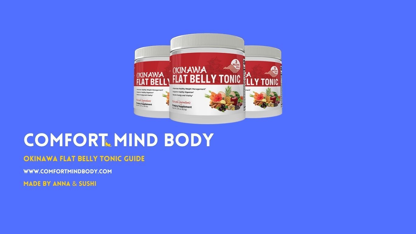 Okinawa Flat Belly Tonic Review 2026: Ingredients, Side Effects, Complaints & Buyer Warning 2 Okinawa Flat Belly Tonic review hero image with powdered drink, berries, citrus, water glass, and Comfort Mind Body branding
