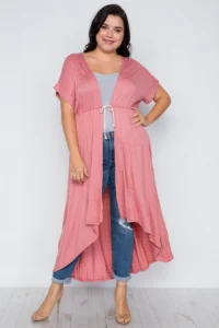 Plus Size Basic High Low Cardigan Cover Up