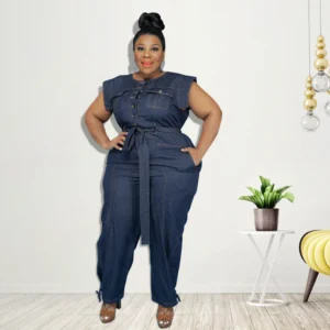 Washed Denim Casual Jumpsuit