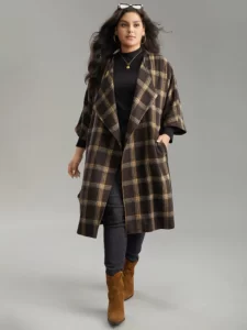 Asymmetrical Neck Dolman Sleeve Belted Coat