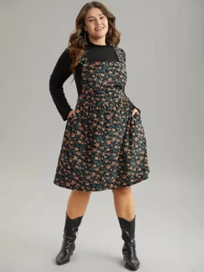 Corduroy Ditsy Floral Pocket Dress