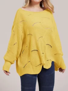 Round-Neck Sweater Tops Pullovers Knitwear