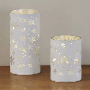 White LED Snowflake Glass Cylinder 2pc Set, The Best Christmas Gift Ideas