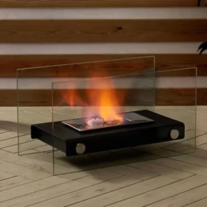 Rectangular Tabletop Fire Pit w/Glass Panels