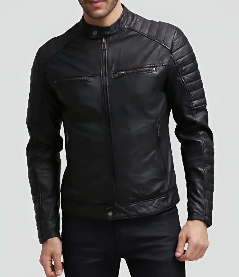The Allure of Custom-Fit Leather Jackets: Crafting New Style 6 Grant Black Slim Fit Leather Racer Jacket