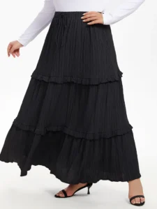 Paperbag Waist Ruffle Hem Knot Front Skirt