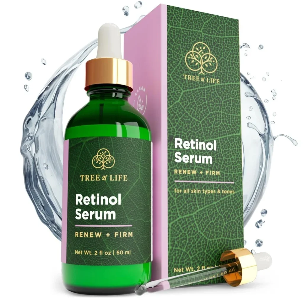 Tree of Life Retinol Serum for Face - Anti Aging Retinol with Hyaluronic Acid Face Serum for Acne Marks and Skin Texture Smoothing Fine Lines and Skin Brightening Dermatologist-Tested - 2 Fl Oz