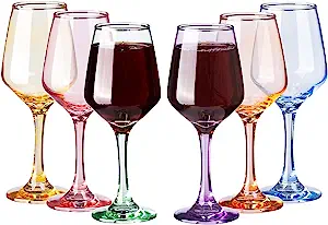 SUNNOW 12 Ounce Multicolor Crystal Wine Glass, Easter Gifts for Adults, Wanted Amazon Gift Ideas