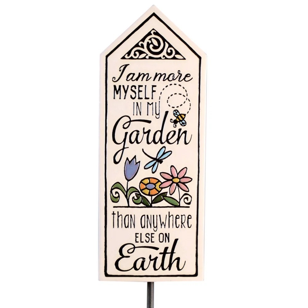 Ceramic Tile Garden Stake: More Myself in My Garden
