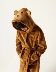 Kid's Fleece Hooded Bear Robe