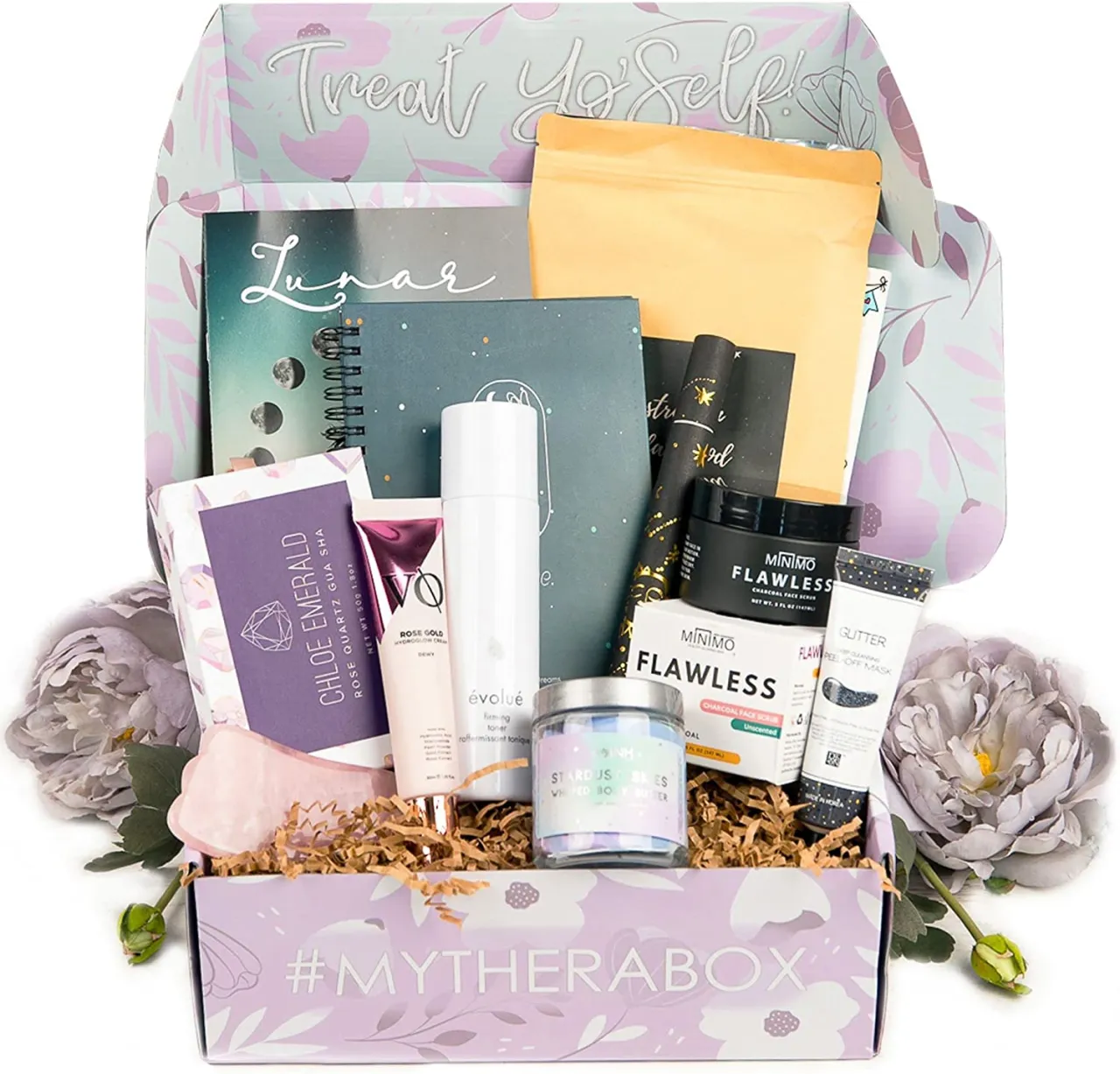 TheraBox self-care gift box with its pictured assortment