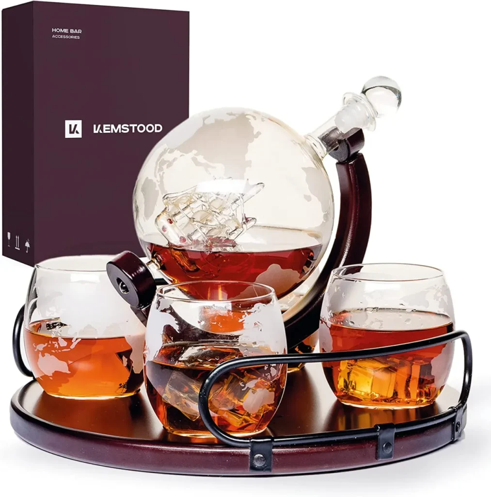 Whiskey Decanter Set with Wooden Base, Luxury Gifts for Men, Wanted Amazon Gift Ideas, Father's Day Gift Ideas
