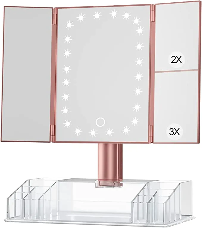 Lighted Makeup Mirror with Storage