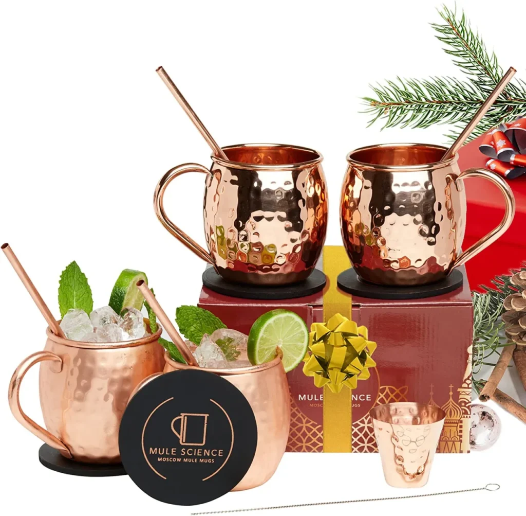 Moscow Mule Mugs Set of 4 with Bonus Accessories, Luxury Gifts for Men