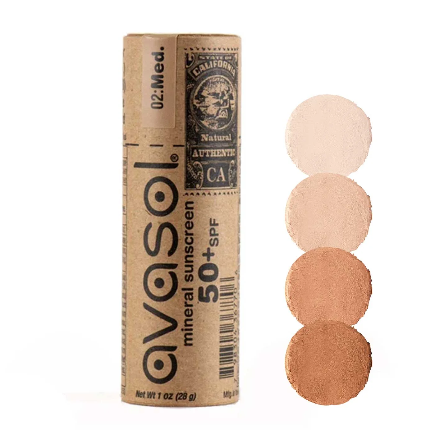 Activist Skincare Tinted Zinc Mineral Sunscreen SPF 30 stick and shade swatches