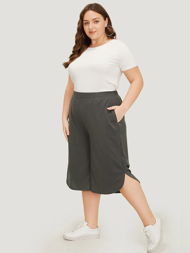 Plain Pocket Split Side Pants