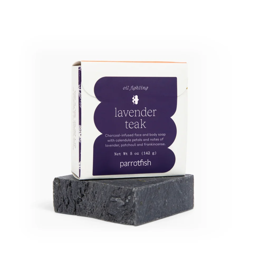 lavender teak soap bar, plastic-free personal care