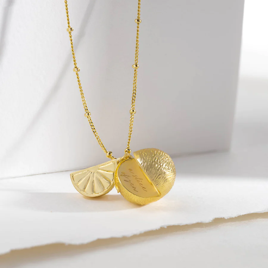 A Slice of Zen Orange Gold Necklace