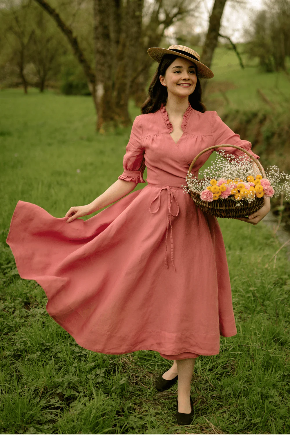 Darcy Dress, Short Sleeve, Vintage Pink, Benefits of Wearing Linen