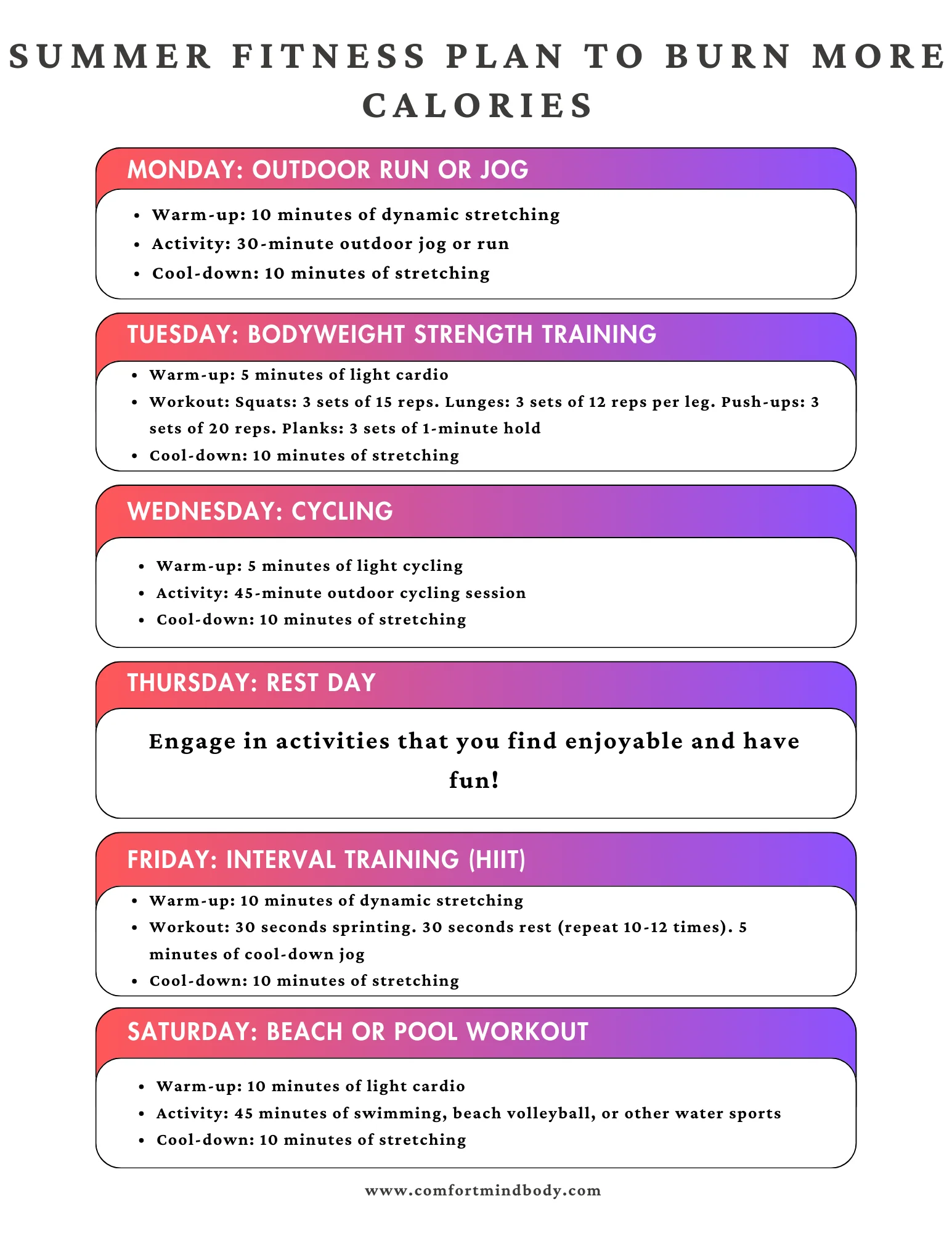 Do You Burn More Calories In Winter Or Summer? 5 Summer Fitness Plan to Burn More Calories Infographic