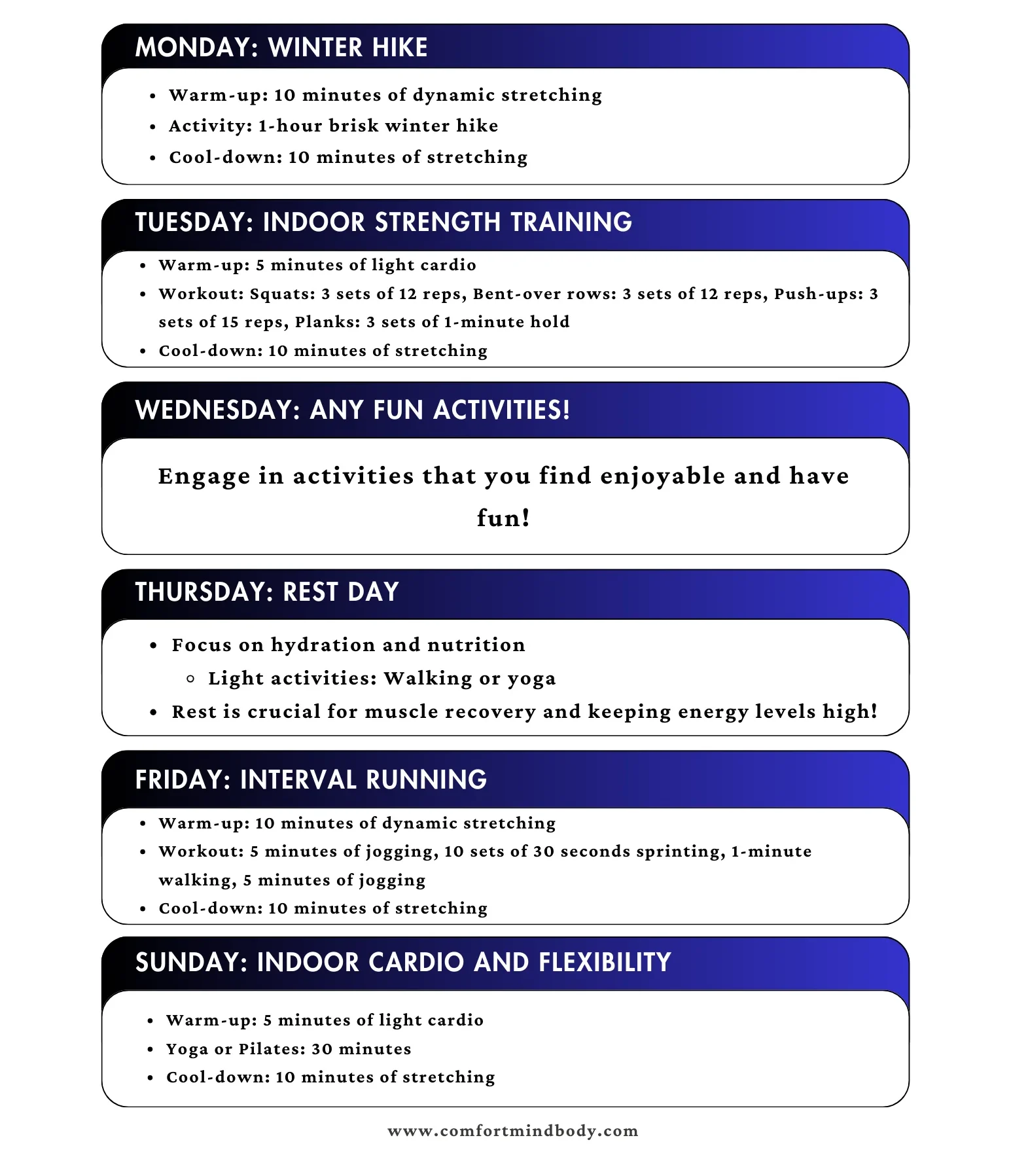 Winter workout plan for increased thermogenesis and calorie burn