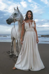 10 Unique Boho Dresses Patterns for Your Summer Wardrobe 8 Off-White Greek Goddess Boho Wedding Dress