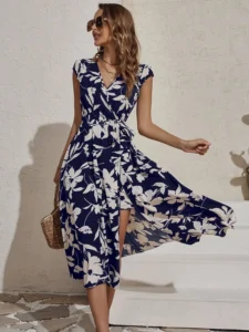 10 Unique Boho Dresses Patterns for Your Summer Wardrobe 14 V-neck boho printed dress