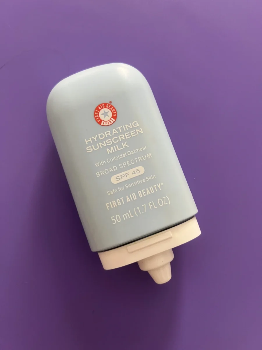 First Aid Beauty Hydrating Sunscreen Milk SPF 45 photographed and tested by Anna