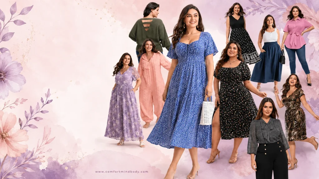 BloomChic plus-size clothing review featuring dresses, tops, pants and jumpsuits