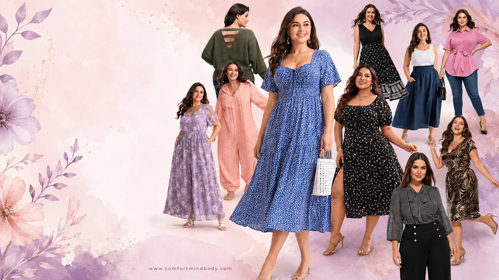 BloomChic plus-size clothing review featuring dresses, tops, pants and jumpsuits