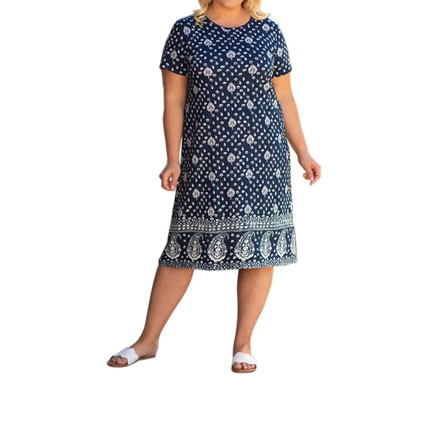 On The Plus Side Cotton Short Sleeve U-Neck Penelope Dress