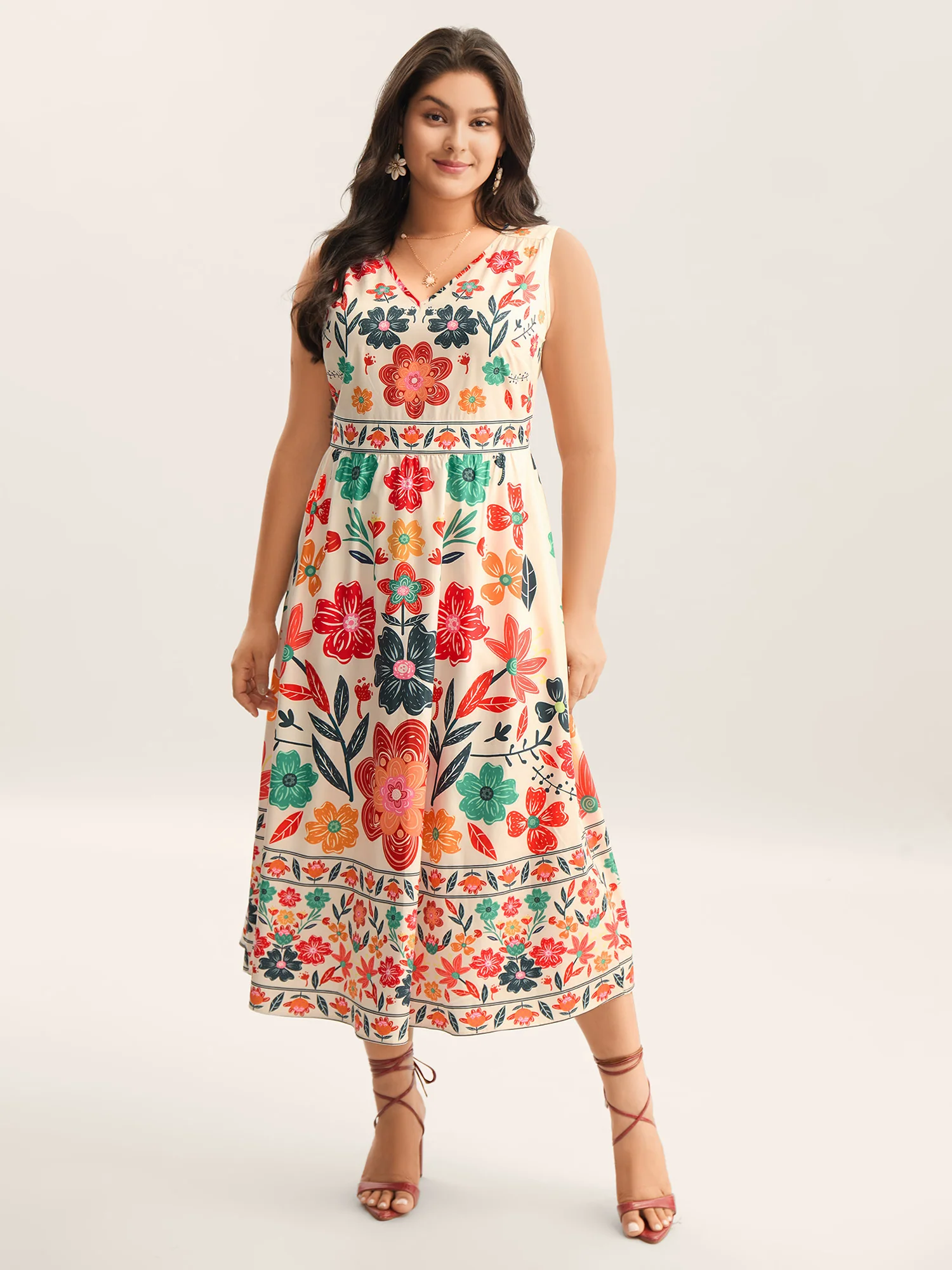 BloomChic Floral Drama Cinched-Waist Maxi Dress