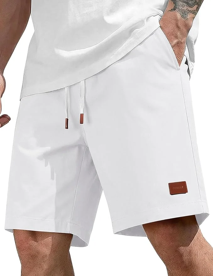 Nine-inch cotton chino drawstring shorts for plus-size summer outfits