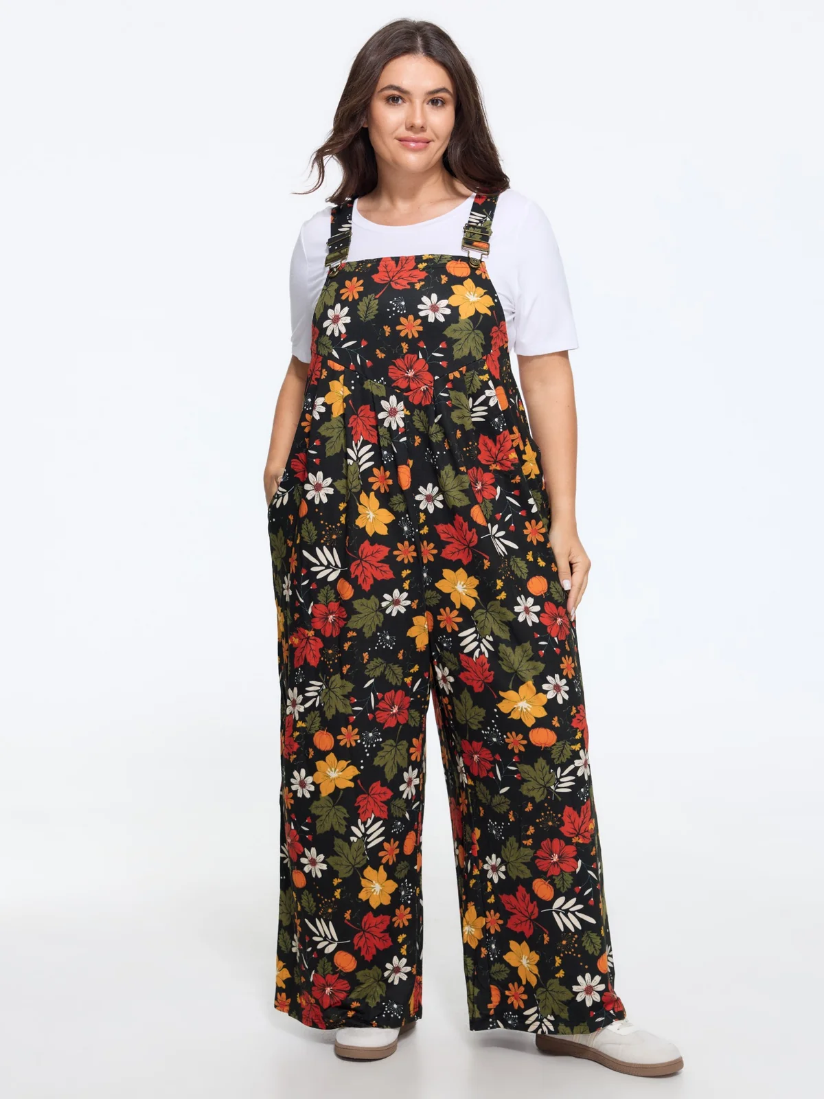 BloomChic relaxed jumpsuit with a retro fall print
