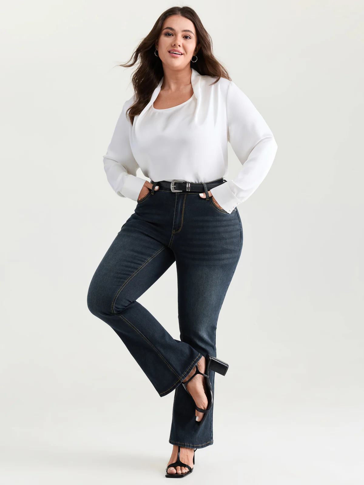 BloomChic stretchy flared jeans in a thigh-friendly cut