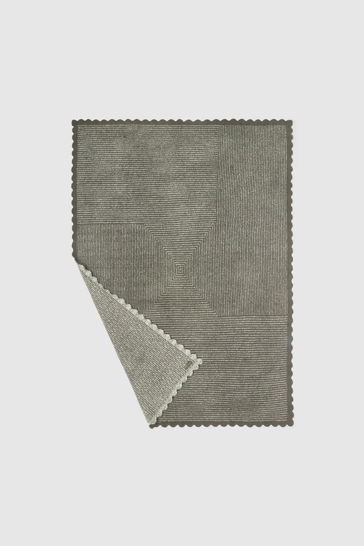 Barefoot Dreams scallop stripe throw blanket.
