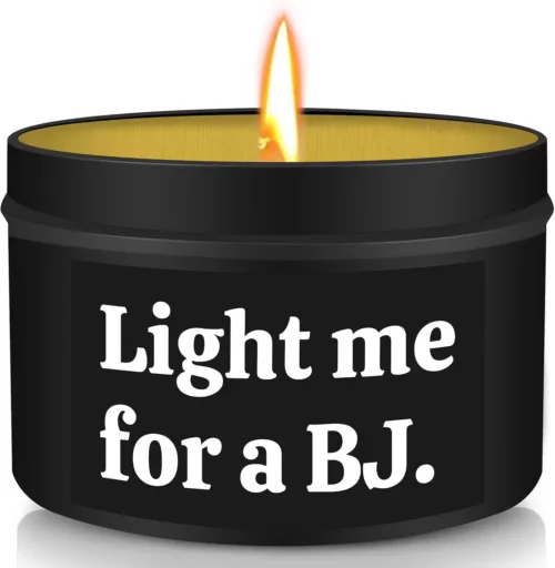 Novelty candle with an adult Valentine’s message.