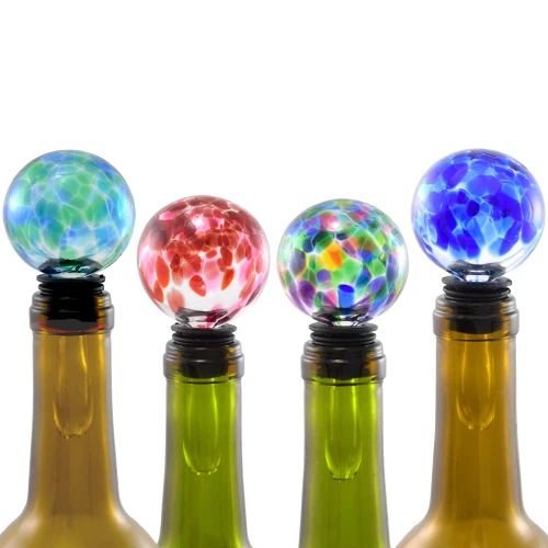 Hand-blown glass wine stopper.