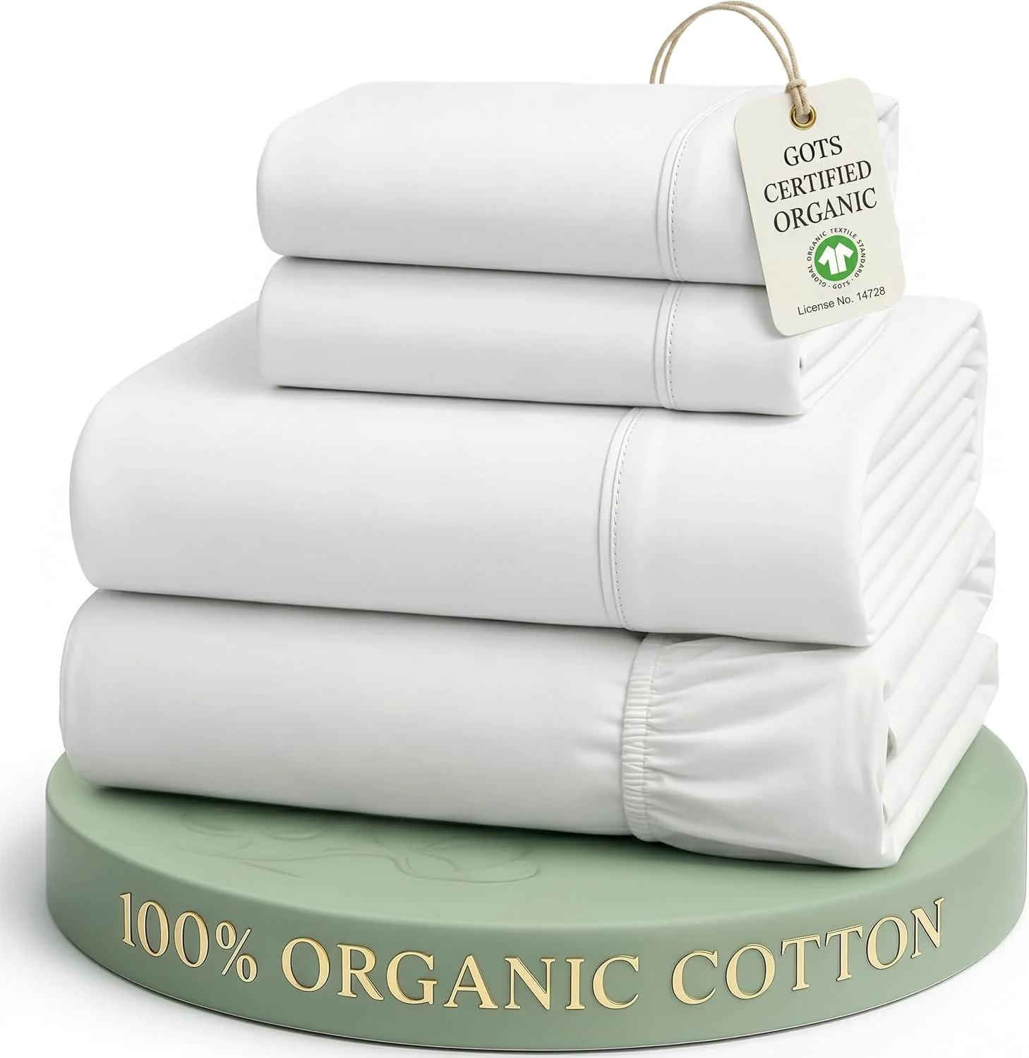 Folded white LANE LINEN sheet set