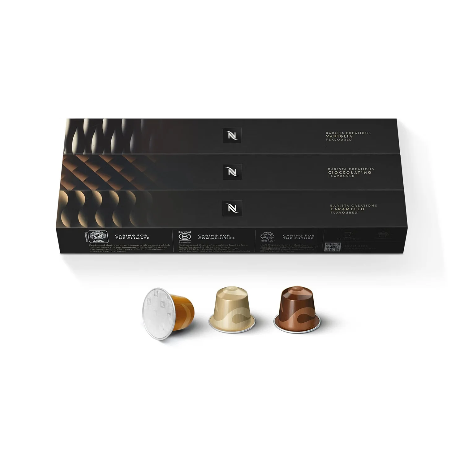 Nespresso Original Barista Flavored coffee sleeves with three capsules