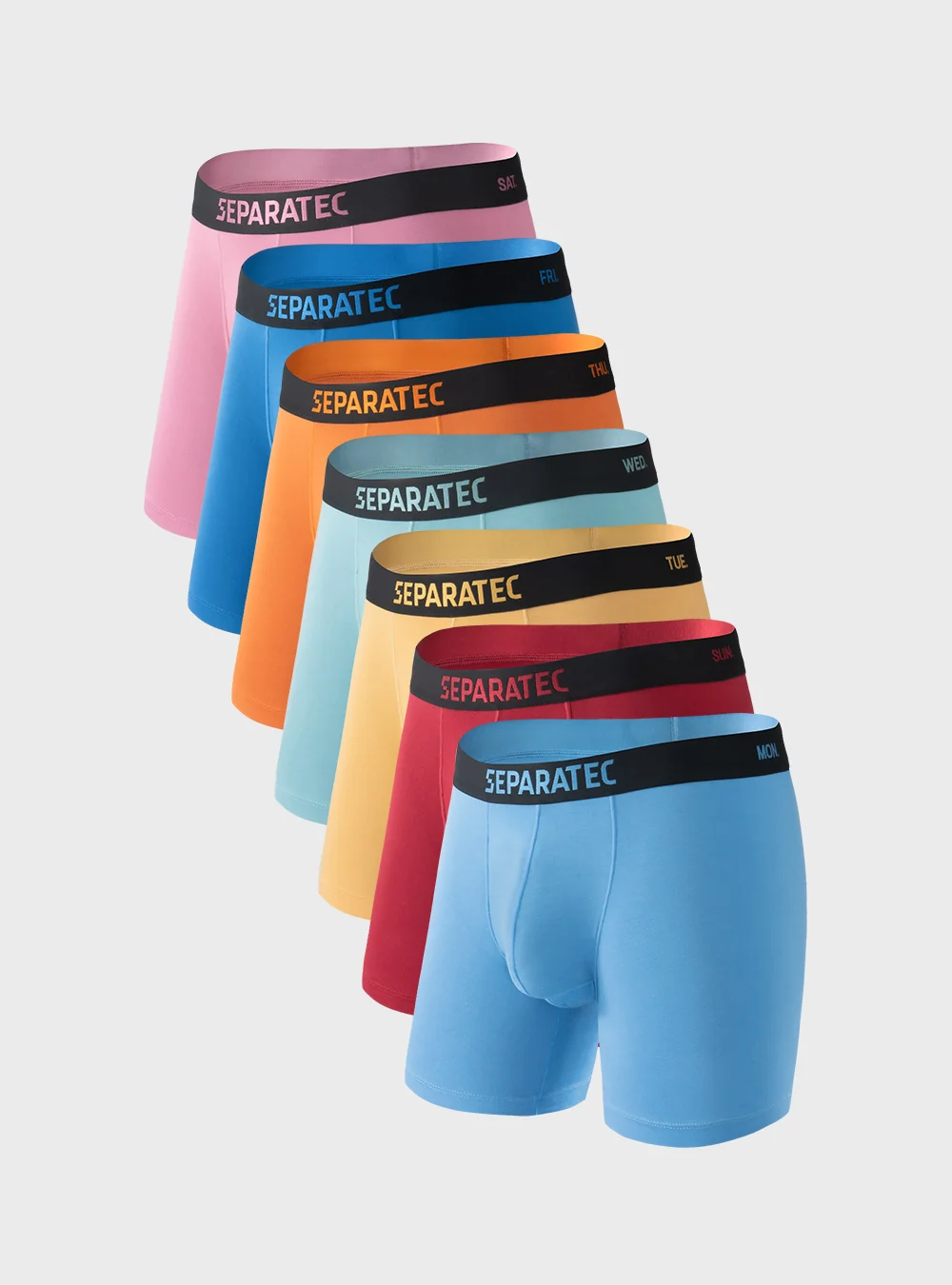 Separatec seven-pack of colorful bamboo-rayon boxer briefs.