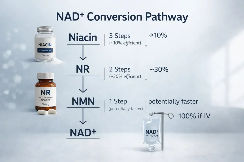 NAD+ Conversion Pathway Flowchart