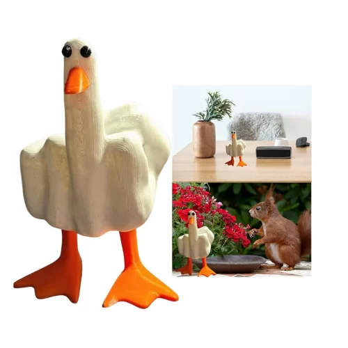 Middle Finger Duck You Figurine Statue - Funny Little Duck Resin Decor - Home Desk Office Garden Duckling Statue Deocration - Funny Joke Prank Gag Quirky Gift for Guys Adults Men