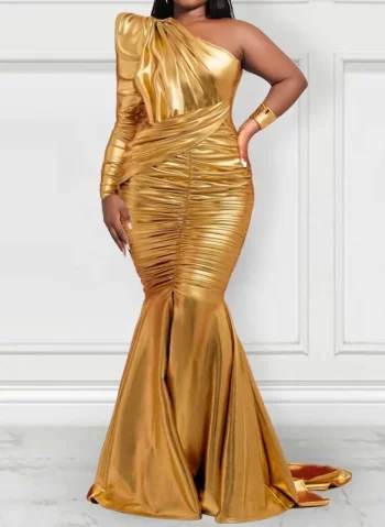 One-Shoulder Maxi Dresses GOLD